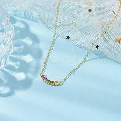 Rack Plating Brass Pave Colorful Cubic Zirconia Cube Link Necklaces&nbsp;NJEW-JN04999
