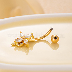 316L Surgical Stainless Steel Clear Cubic Zirconia Curved Barbell Belly Rings&nbsp;WGA1AD6-10