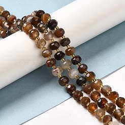 Natural Coffee Stripe Agate/Banded Agate Beads Strands&nbsp;G-P508-A02-01