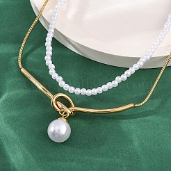 304 Stainless Steel Double Layered Necklaces&nbsp;NJEW-R026-28G
