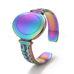 Rainbow Color Ion Plating(IP) 304 Stainless Steel Open Cuff Rings&nbsp;RJEW-A005-15
