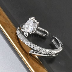 Brass Micro Pave Cubic Zirconia Cuff Open Rings for Women&nbsp;RJEW-L343-05P-02