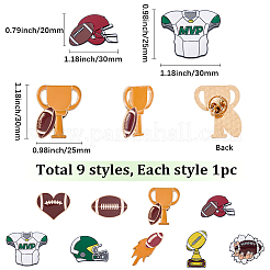 9Pcs 9 Styles Rugby Sports Series Enamel Lapel Pin Backs&nbsp;JEWB-SC0001-98