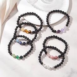Natural & Synthetic Mixed Gemstone Beads Stretch Bracelets for Women&nbsp;BJEW-JB13202
