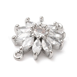 Brass Pave Clear Cubic Zirconia Connector Charms&nbsp;KK-G503-27P