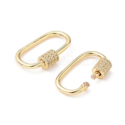 Brass Micro Pave Clear Cubic Zirconia Screw Carabiner Lock Charms&nbsp;KK-Z118-06G-05