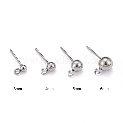 Non-Tarnish 40Pcs 4 Styles 202 Stainless Steel Ball Stud Earring Findings&nbsp;STAS-LS0001-13P