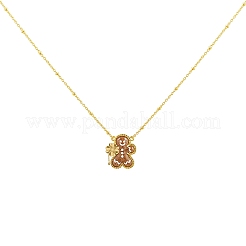 Christmas Brass Enamel Gingerbread Man with Clover Pendant Necklaces&nbsp;FS-WGDCCA1-01