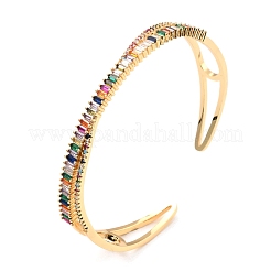 Colorful Cubic Zirconia Criss Cross Cuff Bangle&nbsp;BJEW-I298-12G