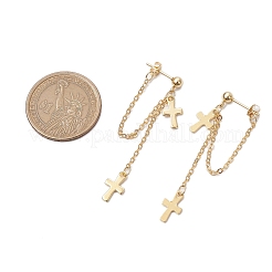 Brass Chains Long Dangle Stud Earrings for Women&nbsp;EJEW-JE06223