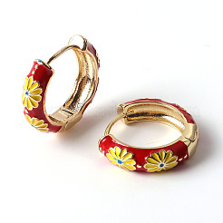 Daisy Flower Enamel Hoop Earrings&nbsp;LS-EJEW-G290-01G-D