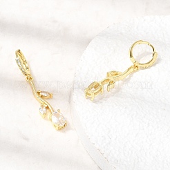 Brass Micro Pave Cubic Zirconia Hoop Earrings&nbsp;CU-CBA108A-14G-02
