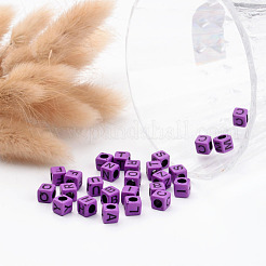 Mixed Letters Opaque Acrylic Cube Beads&nbsp;X-SACR-S177-04