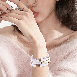 4Pcs 4 Style Acrylic Chunky Curved Tube Stretch Bracelet Sets&nbsp;BJEW-SW00074-06