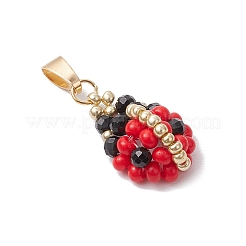 Glass Seed Beads Ladybird Pendants&nbsp;PALLOY-MZ00454