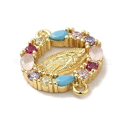 Brass Pave Colorful Cubic Zirconia Connector Charms&nbsp;KK-M278-02B-G