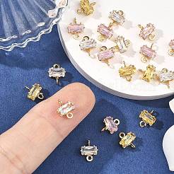 SHEGRACE Brass Pave Cubic Zirconia Rectangle Connector Charms&nbsp;XGRQ2O369-438G