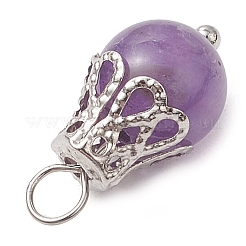 Natural Green Aventurine/Amethyst/Rose Quartz/Lava Rock/Quartz Round Pendants&nbsp;PALLOY-JF03183-02