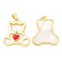 Rack Plating Brass Enamel Pendants with Shell&nbsp;KK-A185-19G