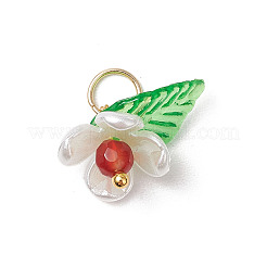 8Pcs 8 Styles Natural Mixed Gemstone Flower Charms&nbsp;PALLOY-JF03411-01