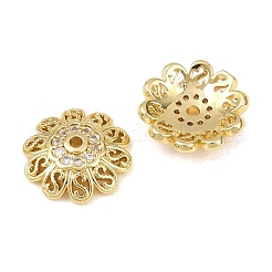 Brass Micro Pave Clear Cubic Zirconia Bead Caps&nbsp;KK-D109-03G