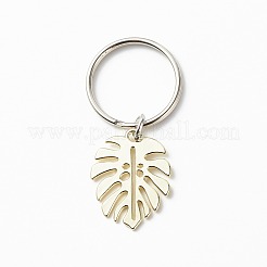 5Pcs Monstera Leaf Alloy Pendant Keychain&nbsp;KEYC-JKC00413