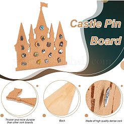 Castle Shaped MDF & Cork Wall Mounted Brooch Organizer Display Boards with Iron Hooks&nbsp;AJEW-WH0609-123B