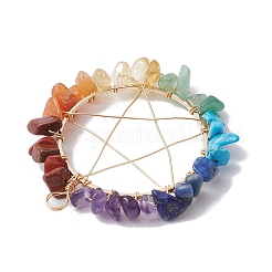 Chakra Gemstone Chips Copper Wire Wrapped Big Pendants&nbsp;PALLOY-JF02553-02