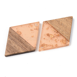 Transparent Resin & Walnut Wood Pendants&nbsp;RESI-S389-012A-B04