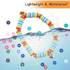 10 Strands 10 Colors Flat Round Handmade Polymer Clay Beads&nbsp;CLAY-SZ0002-04A