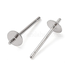 Rhodium Plated 925 Sterling Silver Stud Earring Findings&nbsp;STER-E068-01A-P