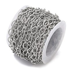 Handmade 304 Stainless Steel Textured Oval Link Chains&nbsp;STAS-F341-12P