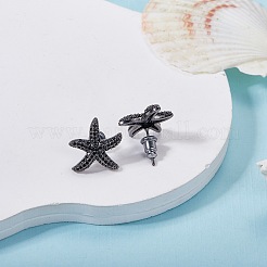 1 Pair Starfish Brass Micro Pave Clear Cubic Zirconia Studs Earrings&nbsp;EJEW-SZ0002-08EB