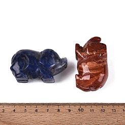 Natural & Synthetic Mixed Gemstone Pig Figurines Set&nbsp;G-Q615-06