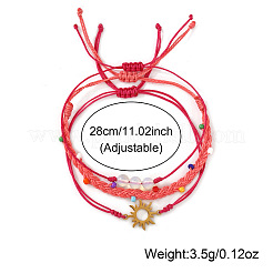 3Pcs Adjustable Glass Bead Nylon Cord Braided Bead Bracelet Sets&nbsp;NA1872-1