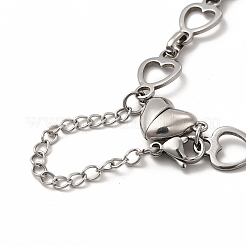 Tarnish Resistant 304 Stainless Steel Heart Link Chain Bracelets for Women&nbsp;BJEW-P292-05P