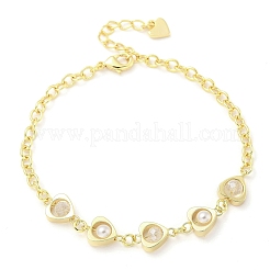 Brass Micro Pave Clear Cubic Zirconia Charm Bracelets for Women&nbsp;BJEW-C083-09G