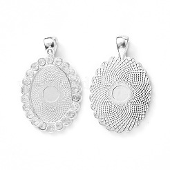 Oval Alloy Rhinestone Pendant Cabochon Settings&nbsp;ALRI-T354-01S