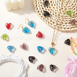 30Pcs 5 Colors Luminous Handmade Gold Sand Lampwork Beads&nbsp;FOIL-PA0001-03