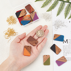 Two Tone Rectangle Pendant Earrings DIY Making Kit&nbsp;DIY-OC0008-15