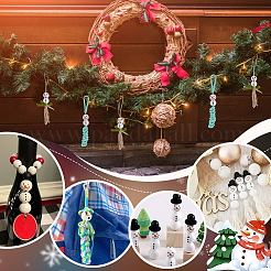 Round Christmas Snowman Print Wood European Beads&nbsp;WOOD-PH0003-25
