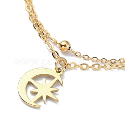 304 Stainless Steel Cable & Satellite Chains Double Layer Multi-strand Bracelet&nbsp;LS-BJEW-E092-04G