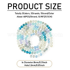 3Strands Electroplate Glass Beads Strands&nbsp;EGLA-TA0013-55