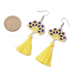 Handmade Glass Seed Beads Fan Dangle Earrings&nbsp;EJEW-MZ00292-02