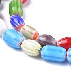 Oval Handmade Millefiori Glass Beads Strands&nbsp;LK-R004-38