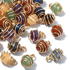 35Pcs 7 Colors Chakra Natural Mixed Gemstone Pendants&nbsp;PALLOY-CJ00050