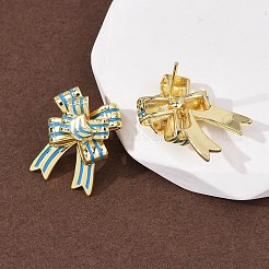 Bowknot Brass Stud Earrings&nbsp;LS-EJEW-Z156-01G