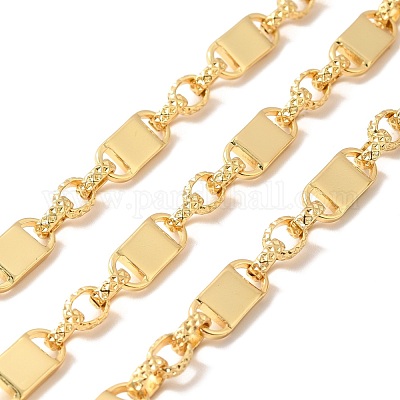 Rack Plating Brass Ring & Rectangle Link Chains&nbsp;CHC-I040-03G-1