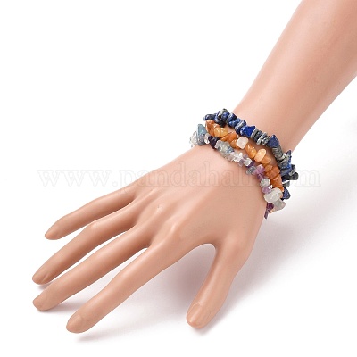 Chip Natural Gemstone Beaded Stretch Bracelets Sets&nbsp;BJEW-JB05700-1