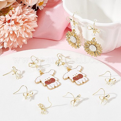 28Pcs Bowknot Shape Brass Earring Hook&nbsp;DIY-SP0001-06G-1
